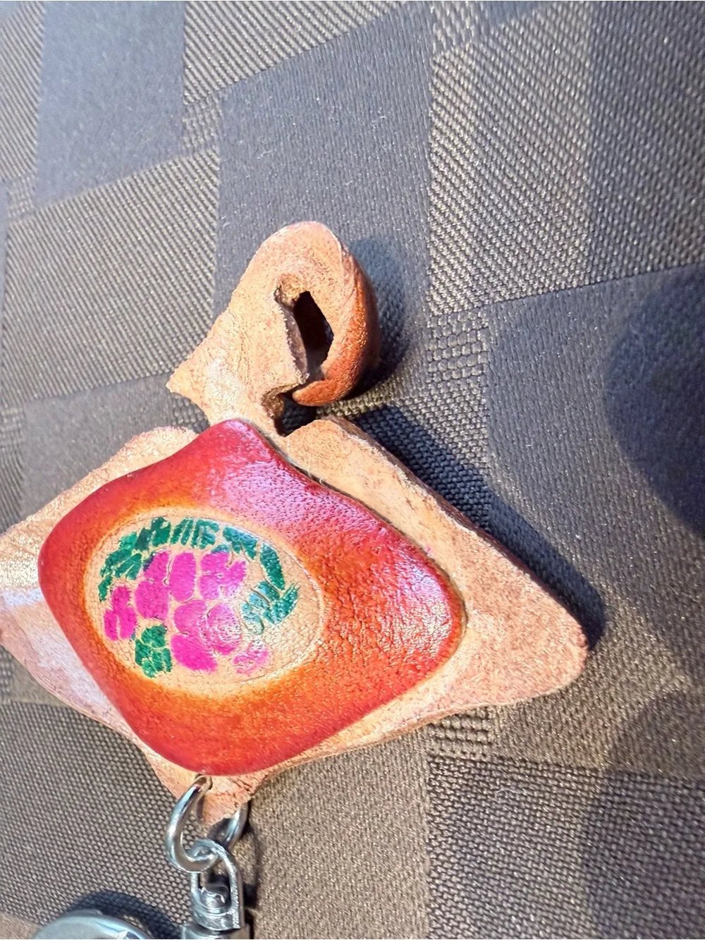 Handmade Leather Manta Ray Keychain, Hand-Painted